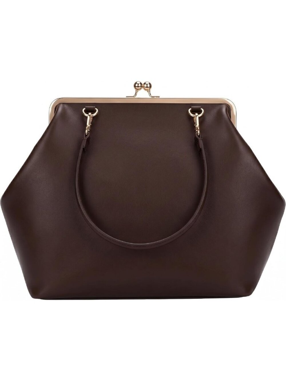 Chic PU Leather Kiss Lock Frame Handbag | Versatile Shoulder Tote & Hobo Purse